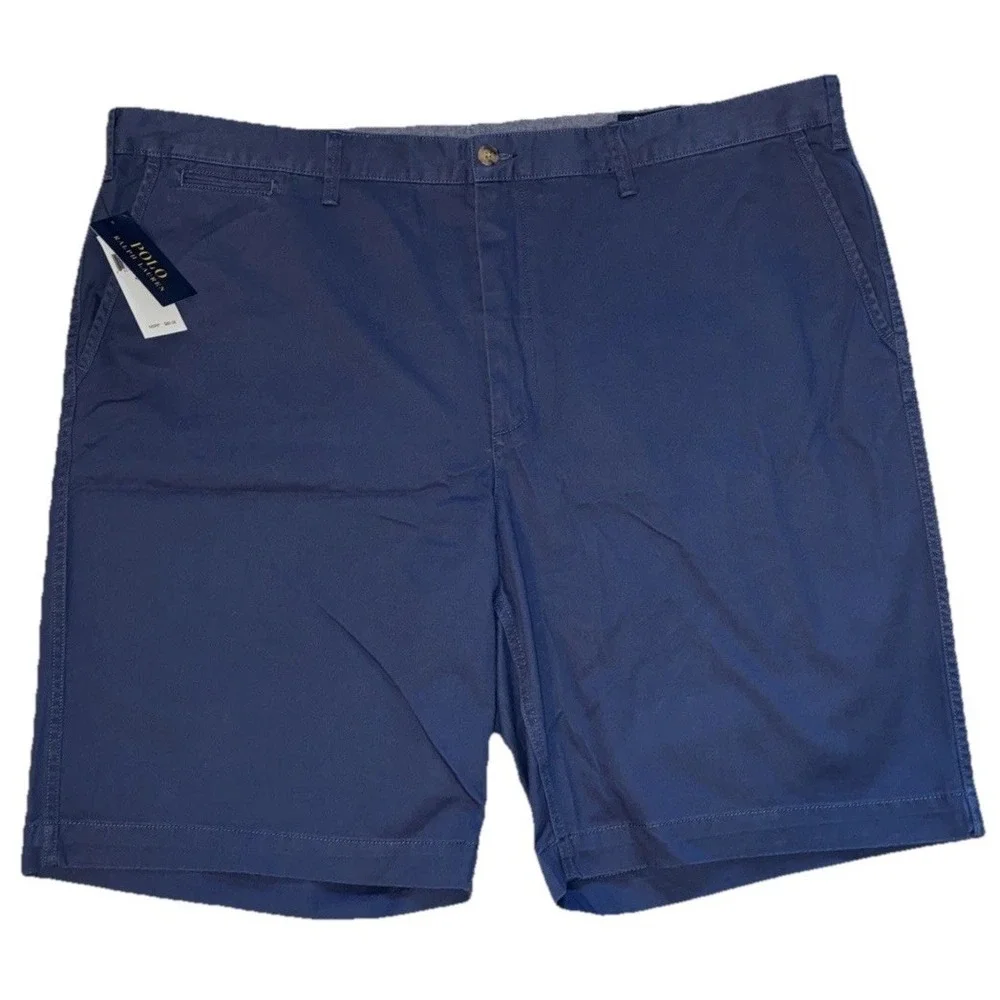 Polo Ralph Lauren Shorts Mens 46B Navy Classic Fit Chino Flat Front Cotton 10